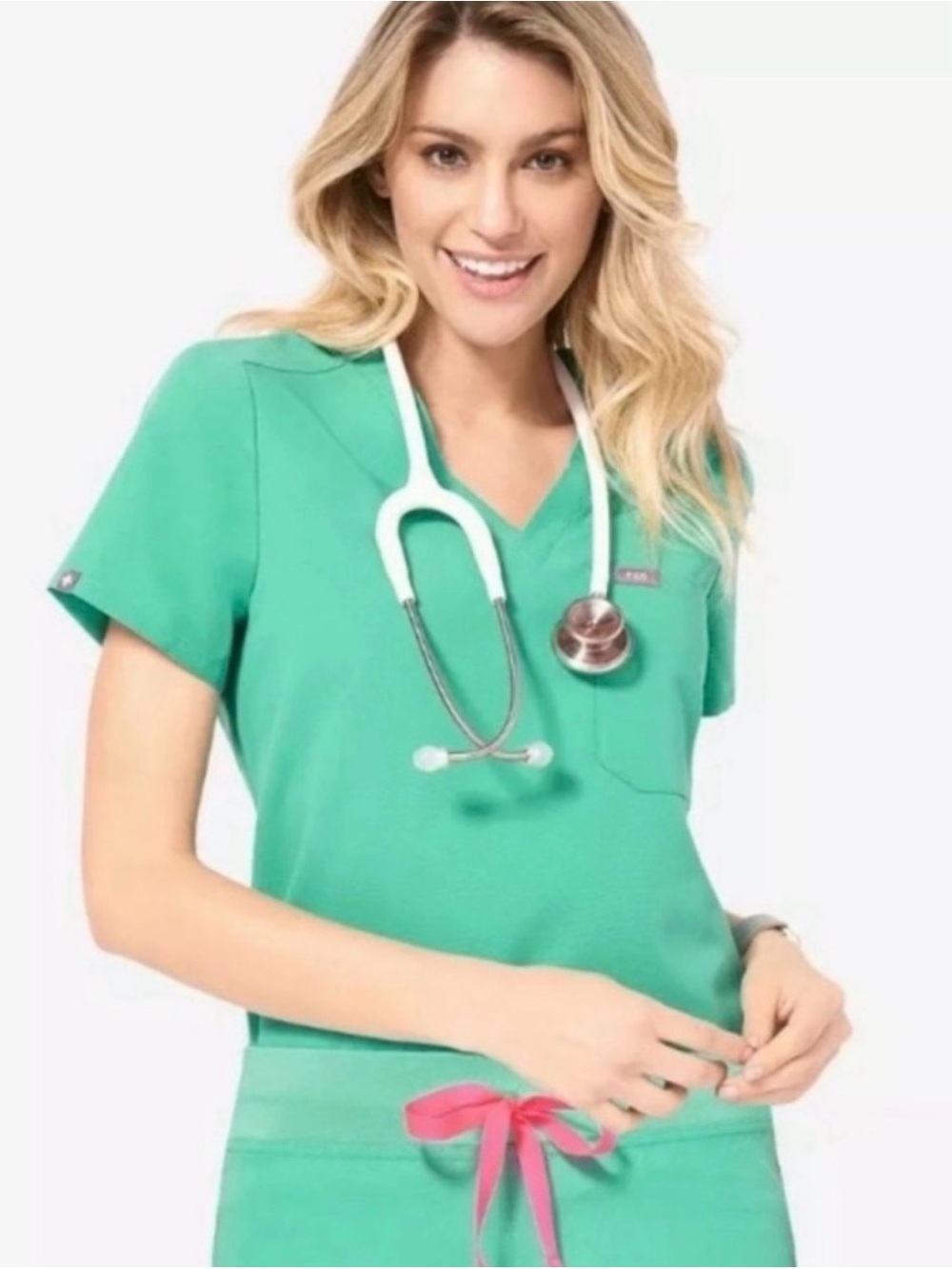 Figs Women's V-Neck Scrub Top and bottom in Mint Green